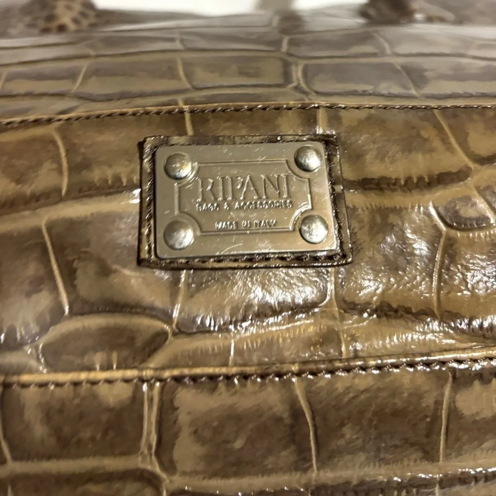 Ripani Elegant Crocodile-Embossed leather brown tan Handbag